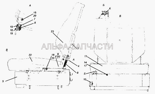 Сиденье пассажирское с ящиком (1/10880/76 Шайба стопорная 9х18,5х1,1) 