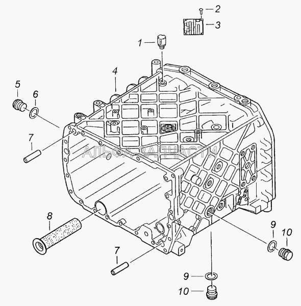 Картер коробки передач с пробками  