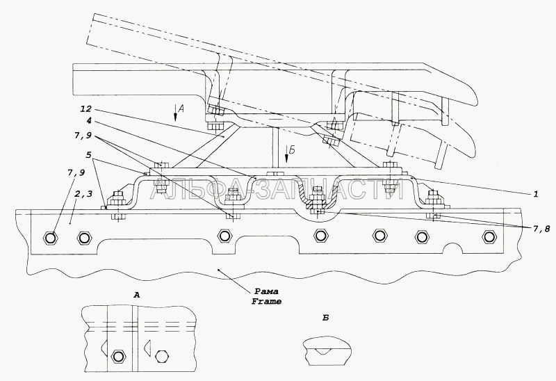 Установка седельно-сцепного устройства (1/13915/21 Болт М16х1,5-6gх45) 