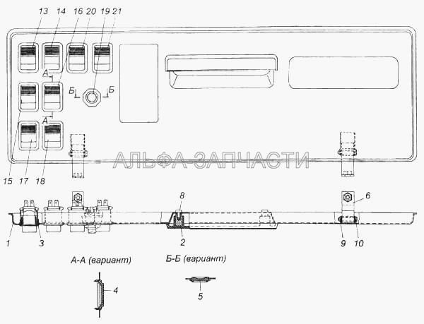 Панель выключателей (П147-04.11 Переключатель электродвигателей отопителя) 