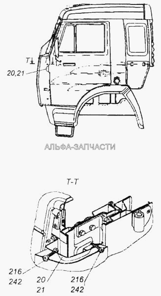 Панель передка боковая съемная левая. Панель передка боковая съемная правая (5320-5301046 Панель передка боковая съемная правая в сборе) 