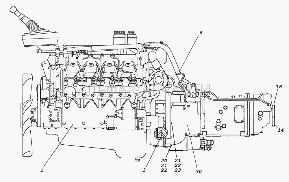 Агрегат силовой 740.50-360 (45104170000490 Коробка передач ZF 16S151) 