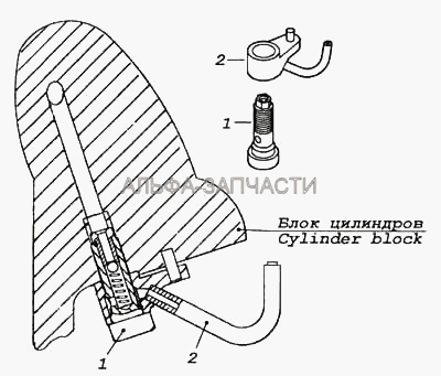 Установка форсунки охлаждения поршня  