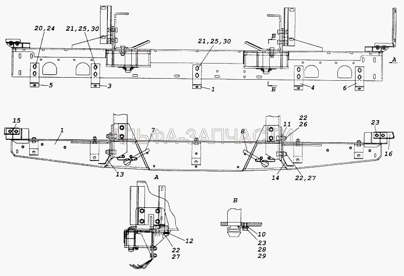 Установка буксирной поперечины (1/58405/31 Болт М16х1,5-6gх50) 