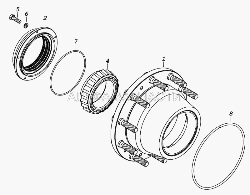 Ступица заднего колеса с манжетами  
