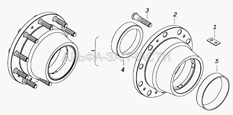 Ступица заднего колеса с болтами  