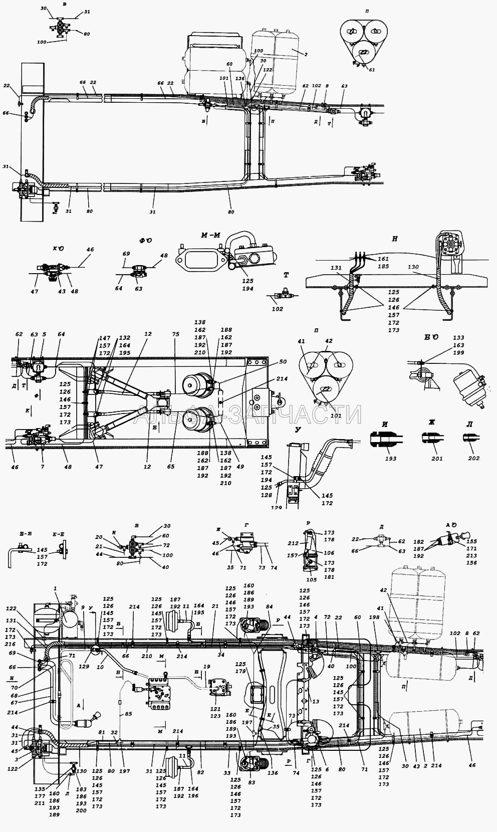 Установка пневмотормозов (53205-3570210 Цилиндр пневматический) 