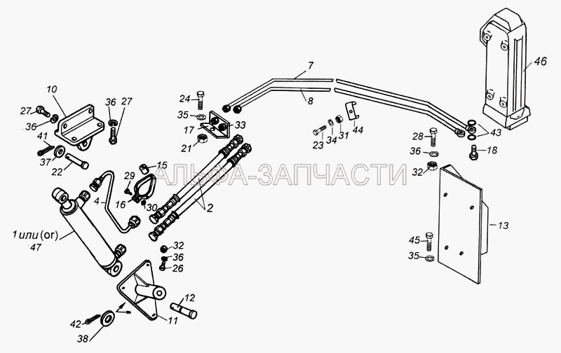 Установка механизма опрокидывания кабины (1/59705/21 Болт М10х1,25-6gх20) 