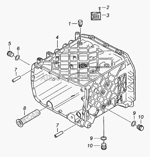 Картер коробки передач с пробками  