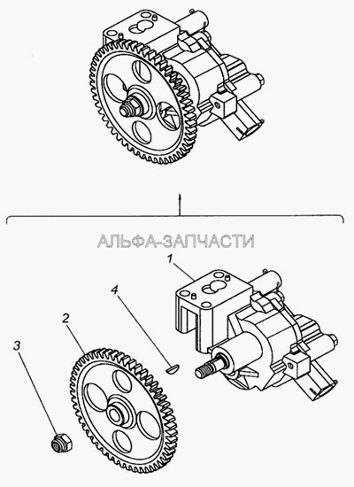 Масляный насос с шестерней (740.11-1011014 Насос масляный в сборе) 