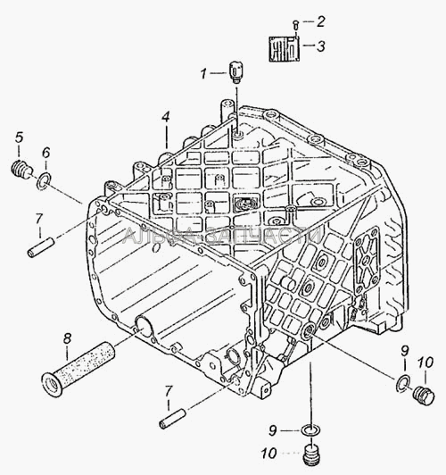Картер коробки передач с пробками  