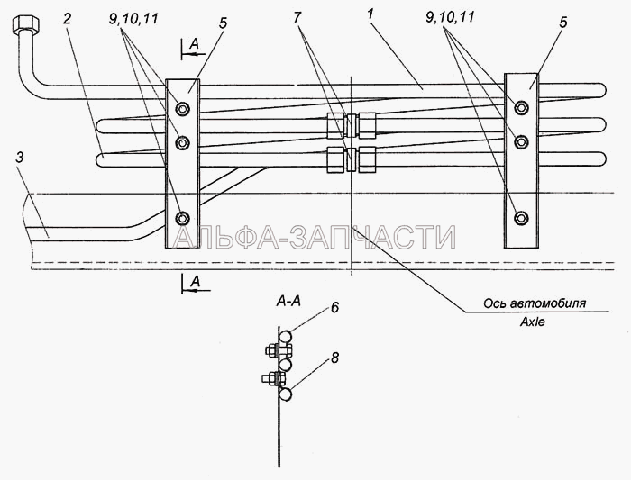 Установка охладителя (6520-3506194 Трубка) 