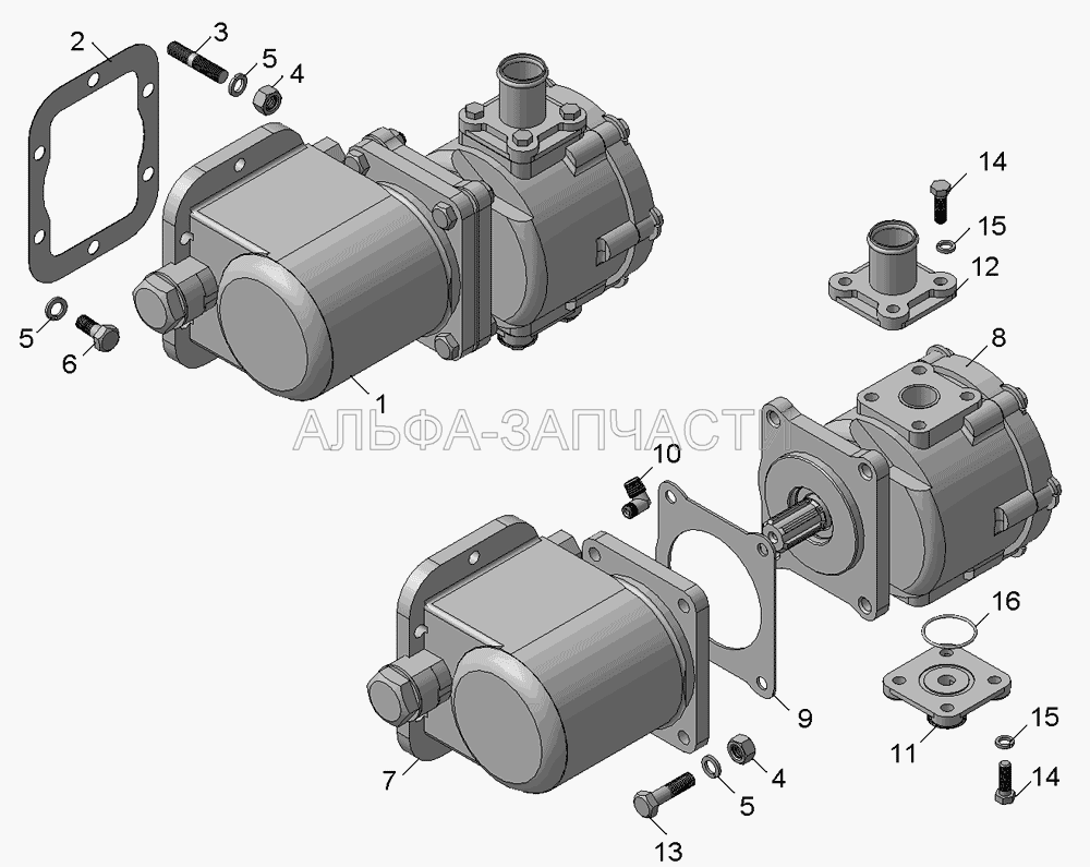 5511-4202001-20СБ Установка коробки отбора мощности с насосом  