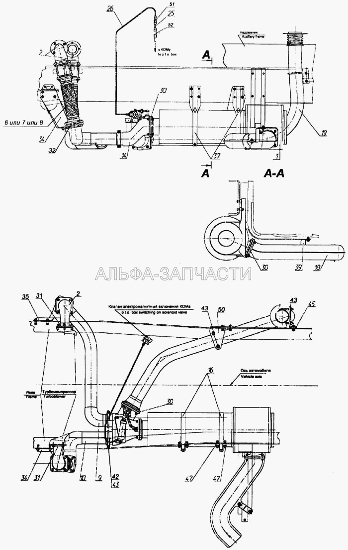 Система выпуска газа (65115) (54115-1203014-30 Труба левая) 