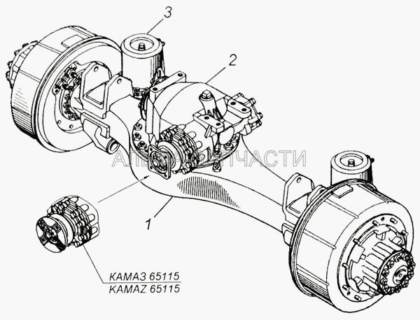 Мост задний в сборе (для автомобилей КАМАЗ до 2001 года выпуска)  