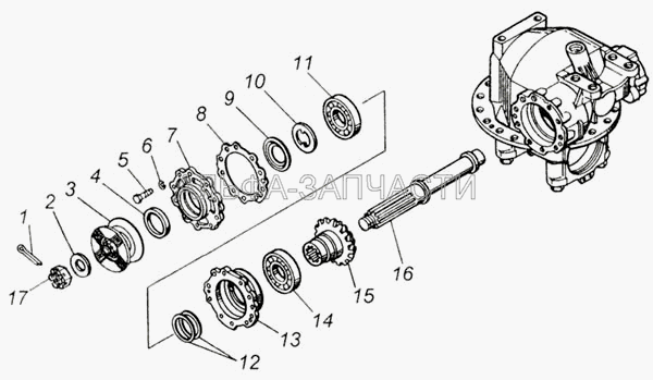 Передача главная заднего моста (5320-2402175 Шайба упорная) 