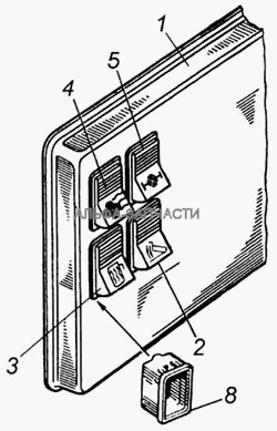 Панель выключателей (П147-04.11 Переключатель электродвигателей отопителя) 