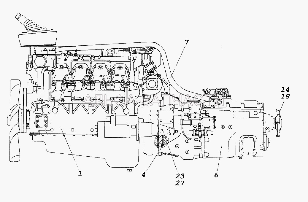 Агрегат силовой КАМАЗ 740.30-260 (154.1700050 Коробка передач с делителем, управлением и деталями сцепления) 