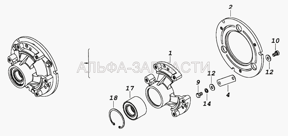 Ступица вентилятора с фрикционным диском (740.30-1317522 Диск фрикционный) 