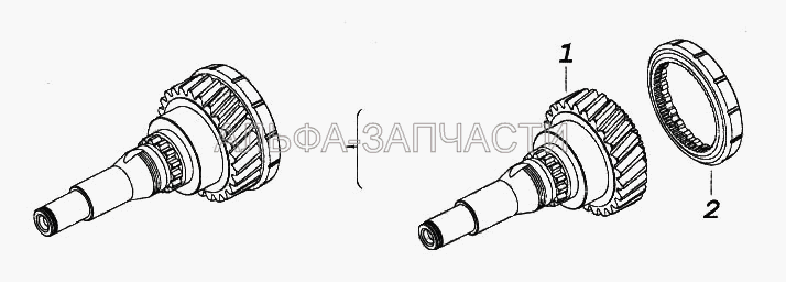 Вал первичный коробки передач с зубчатой муфтой  