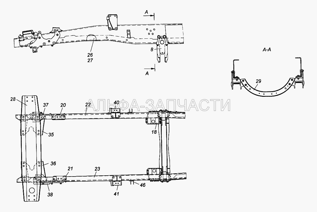 Рама (5511-2801301-10 Поперечина рамы задняя в сборе) 