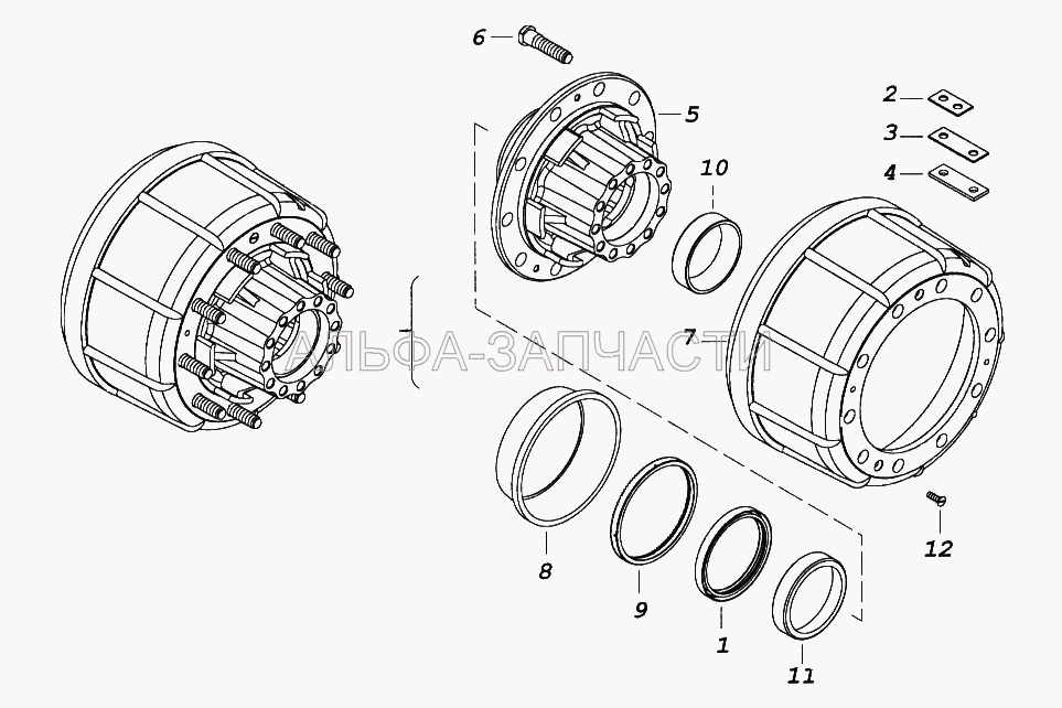Ступица заднего колеса с барабаном тормоза  