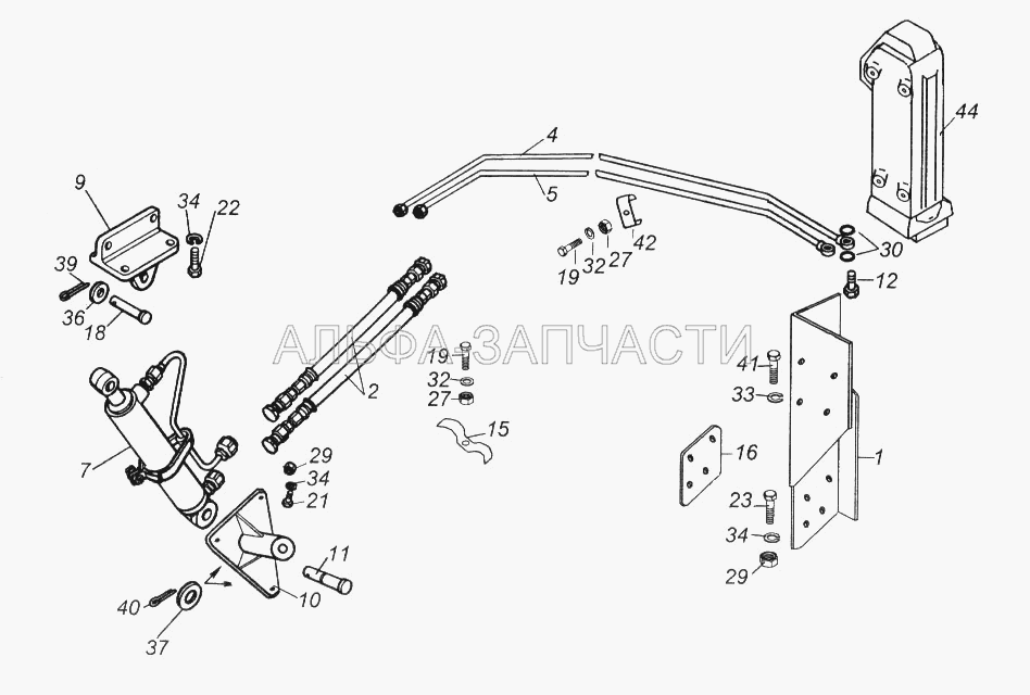 Установка механизма опрокидывания кабины (4310-5003110 Кронштейн) 