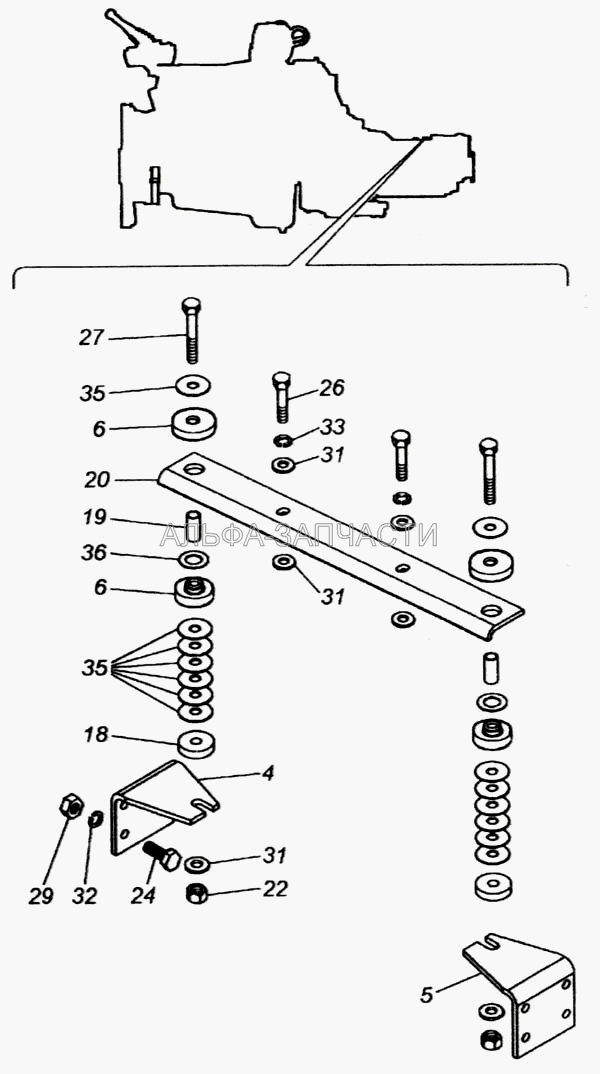 Опора силового агрегата поддерживающая (1/13915/21 Болт М16х1,5-6gх45) 