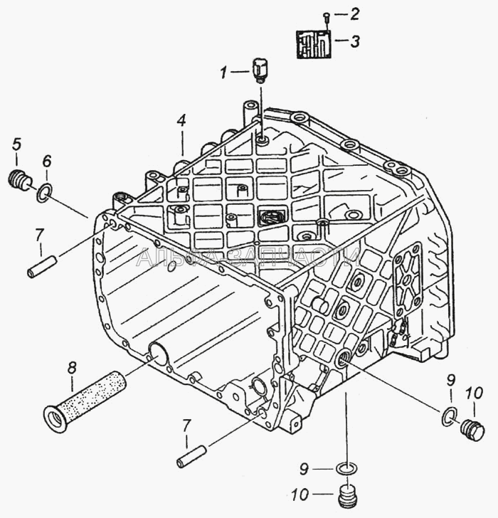 Картер коробки передач с пробками  