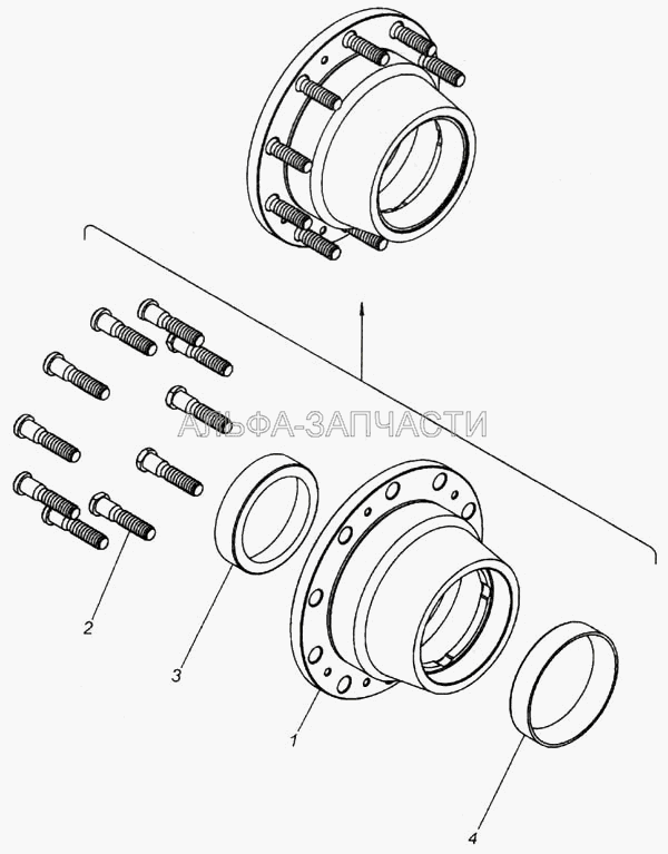 Ступица заднего колеса с болтами  