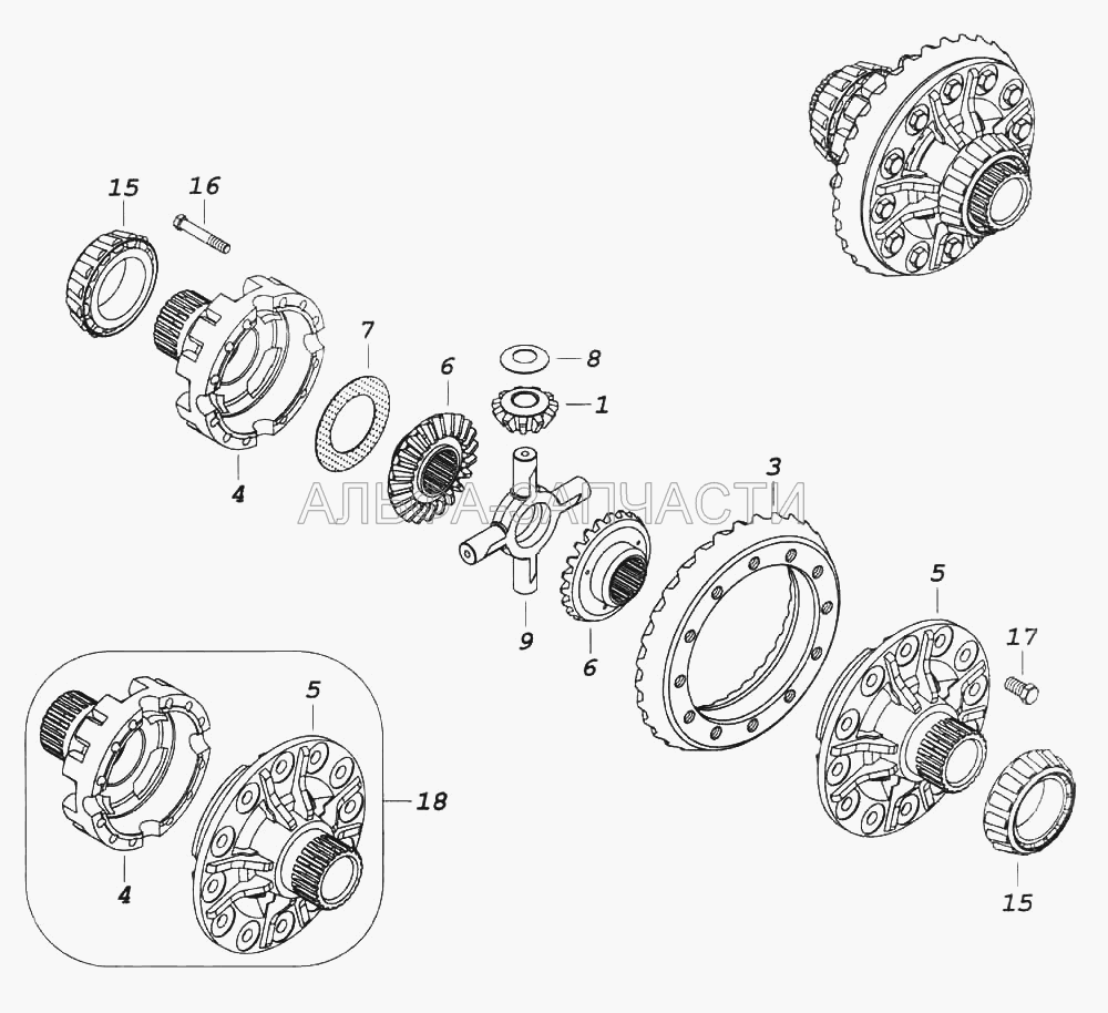 Дифференциал переднего моста (6520-2402060-20 Шестерня ведомая заднего моста) 