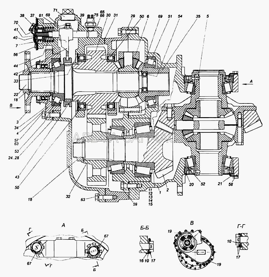 Передача главная среднего моста (1/55407/21 Болт М12х1,25-6gх45) 