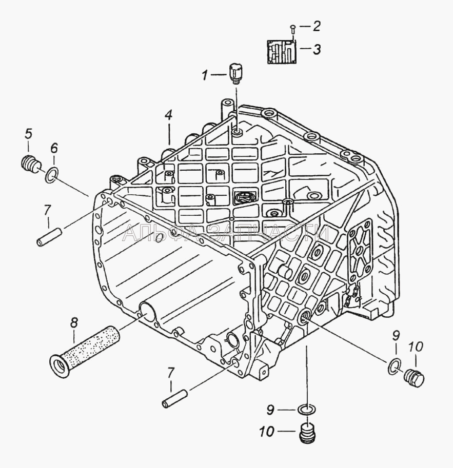 Картер коробки передач с пробками  