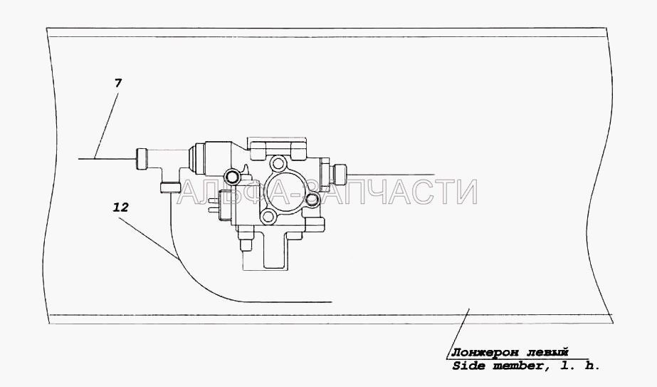 Установка пневмоуправления системой АБС (864921 Тройник 12 проходной) 