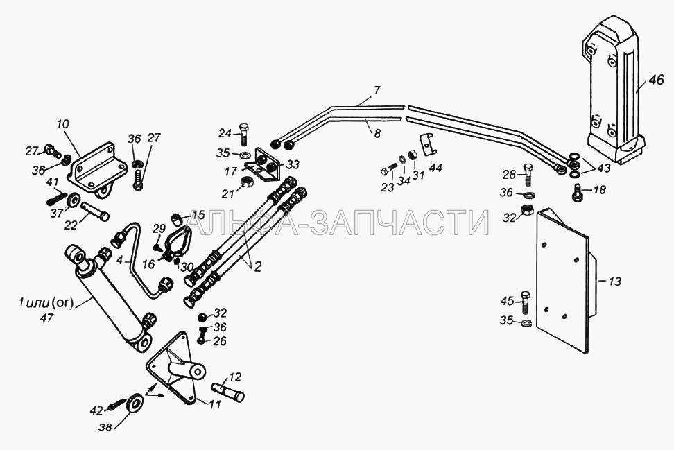 Установка механизма опрокидывания кабины (1/61008/11 Гайка М8х1,25-6Н) 