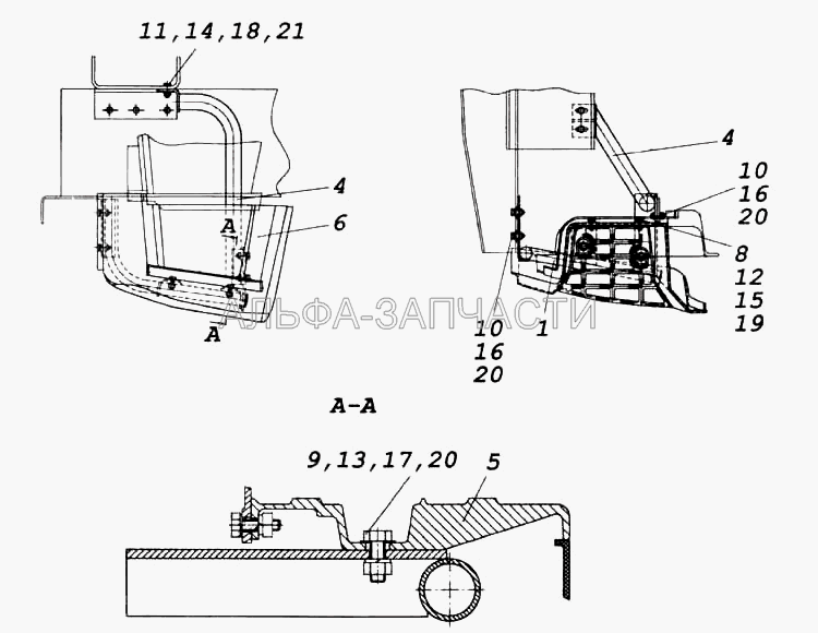 Установка нижней подножки правая/левая (65115-8405016/017 Подножка нижняя правая/левая) 