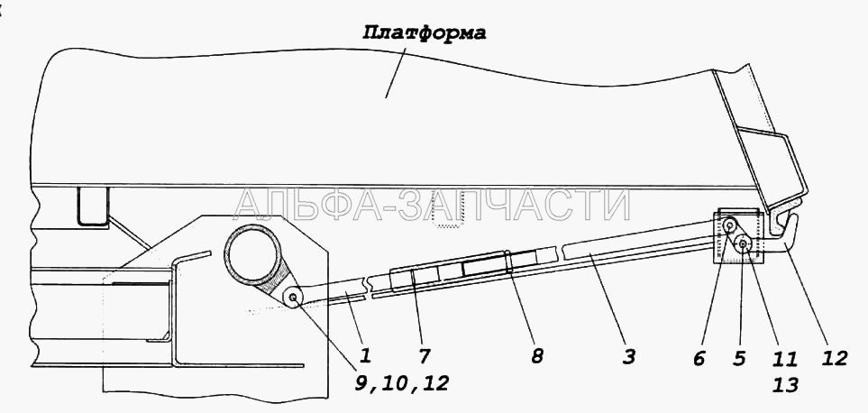 Установка запоров заднего борта (6522-8505048 Крюк) 