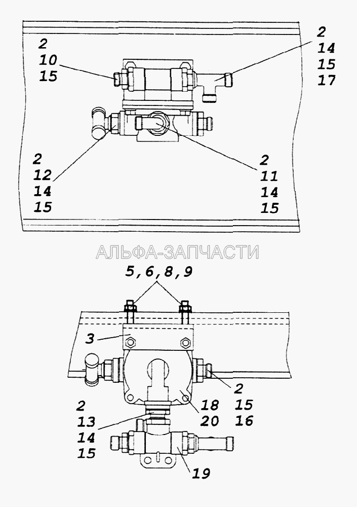 Установка ускорительного клапана (861032 Тройник) 