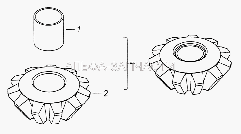 Сателлит дифференциала заднего моста с втулкой  