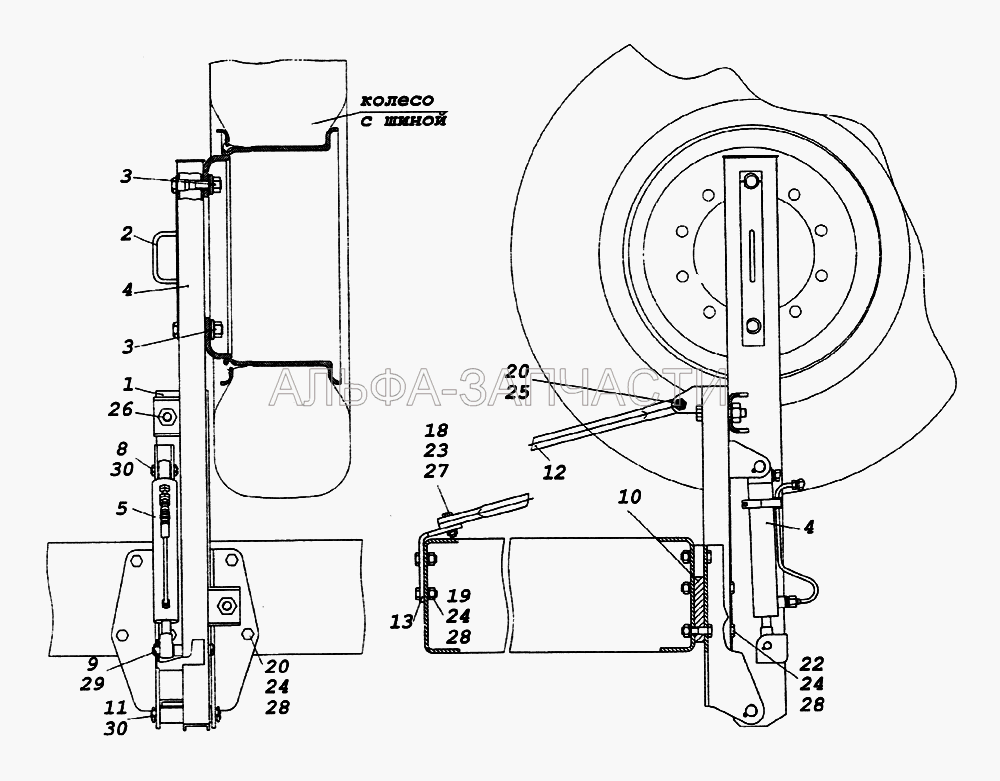 Держатель запасного колеса (1/59818/31 Болт М16х1,5-6gх120) 