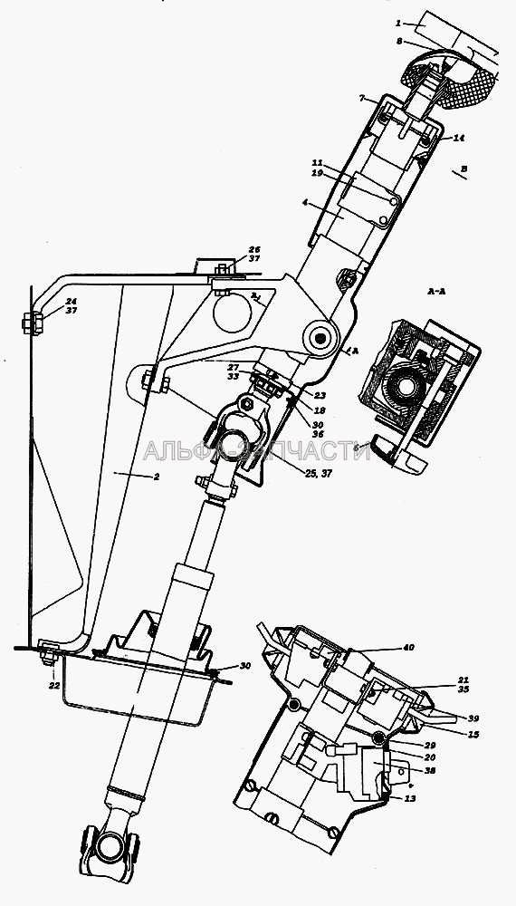 Установка рулевой колонки (251646 Гайка М10х1,25-6Н ОСТ 37.001.197-75) 