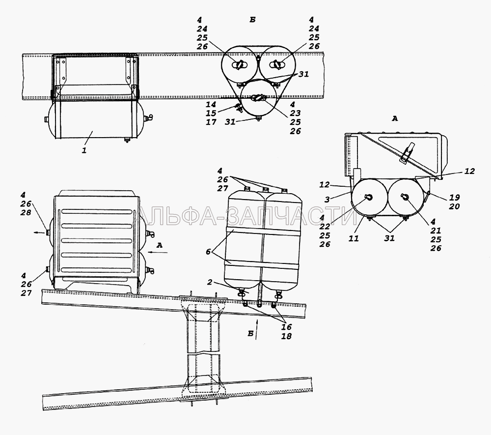 Установка воздушных ресиверов (5320-3513185-10 Хомут) 