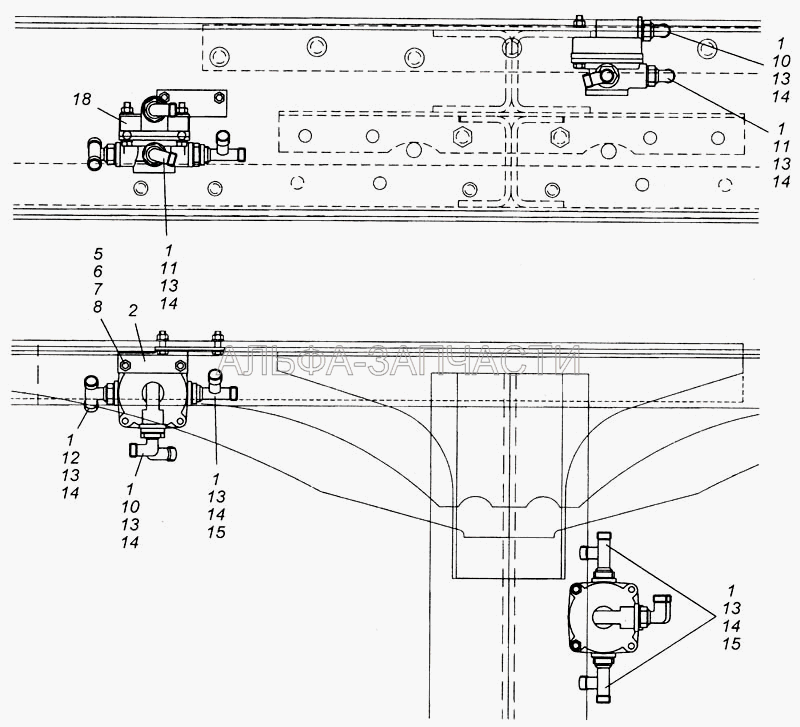 Установка ускорительного клапана (1/61008/11 Гайка М8х1,25-6Н) 