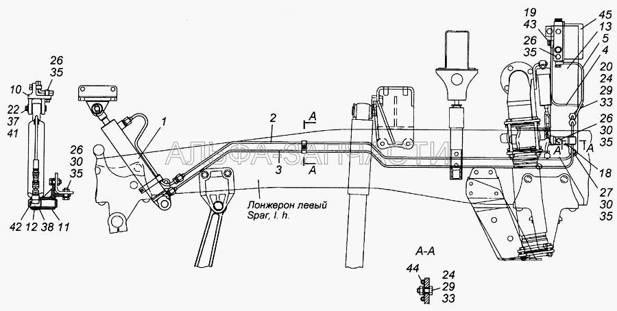 Установка механизма опрокидывания кабины (1/55407/21 Болт М12х1,25-6gх45) 