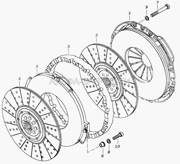 17.1600010-10 Сцепление (17.1601092 Диск ведущий сцепления средний в сборе) 