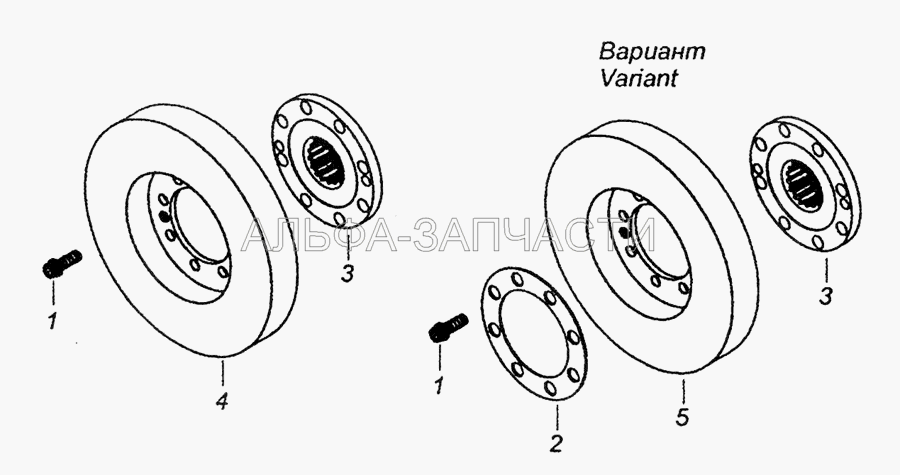 740.21-1005059-10 Установка гасителя крутильных колебаний и полумуфты отбора мощности  