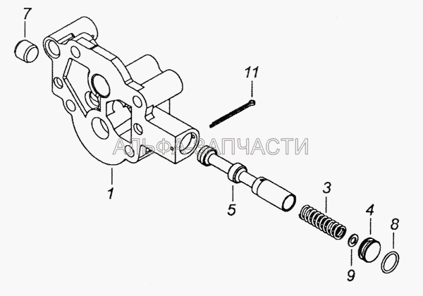 740.11-1011016-01 Крышка масляного насоса с клапаном (740.11-1011066 Клапан) 