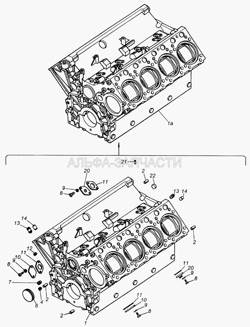 Блок цилиндров (комплект для запасных частей) (853829 Заглушка чашечная 20) 