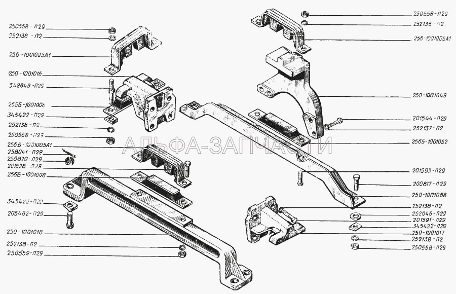 Крепление силового агрегата (250-1001018 Балка передней опоры) 