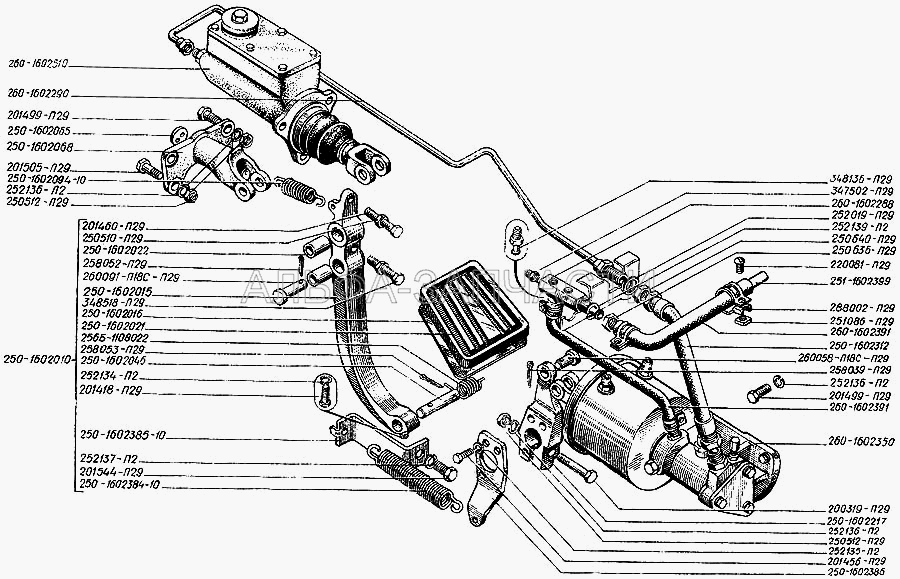 Привод управления сцеплением (250-1602010 Педаль сцепления в сборе) 